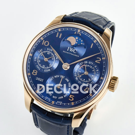 IWC Portugieser Perpetual Calendar Rose Gold Blue Style 2 APSF A52610 – right angle