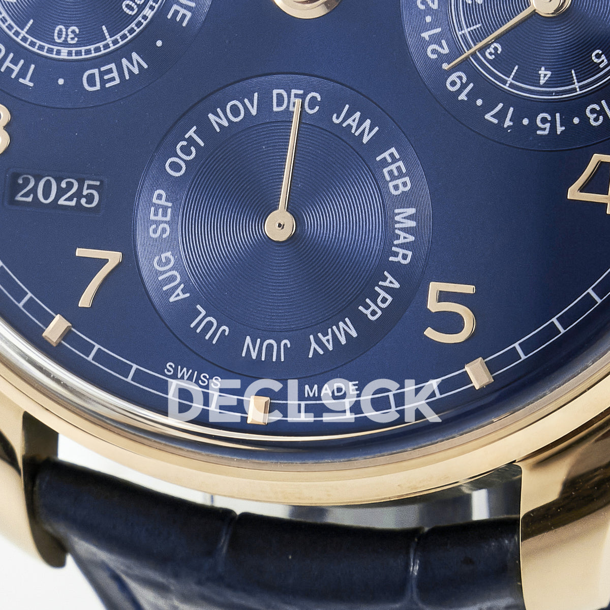 IWC Portugieser Perpetual Calendar Rose Gold Blue Style 2 APSF A52610 – lower dial detail