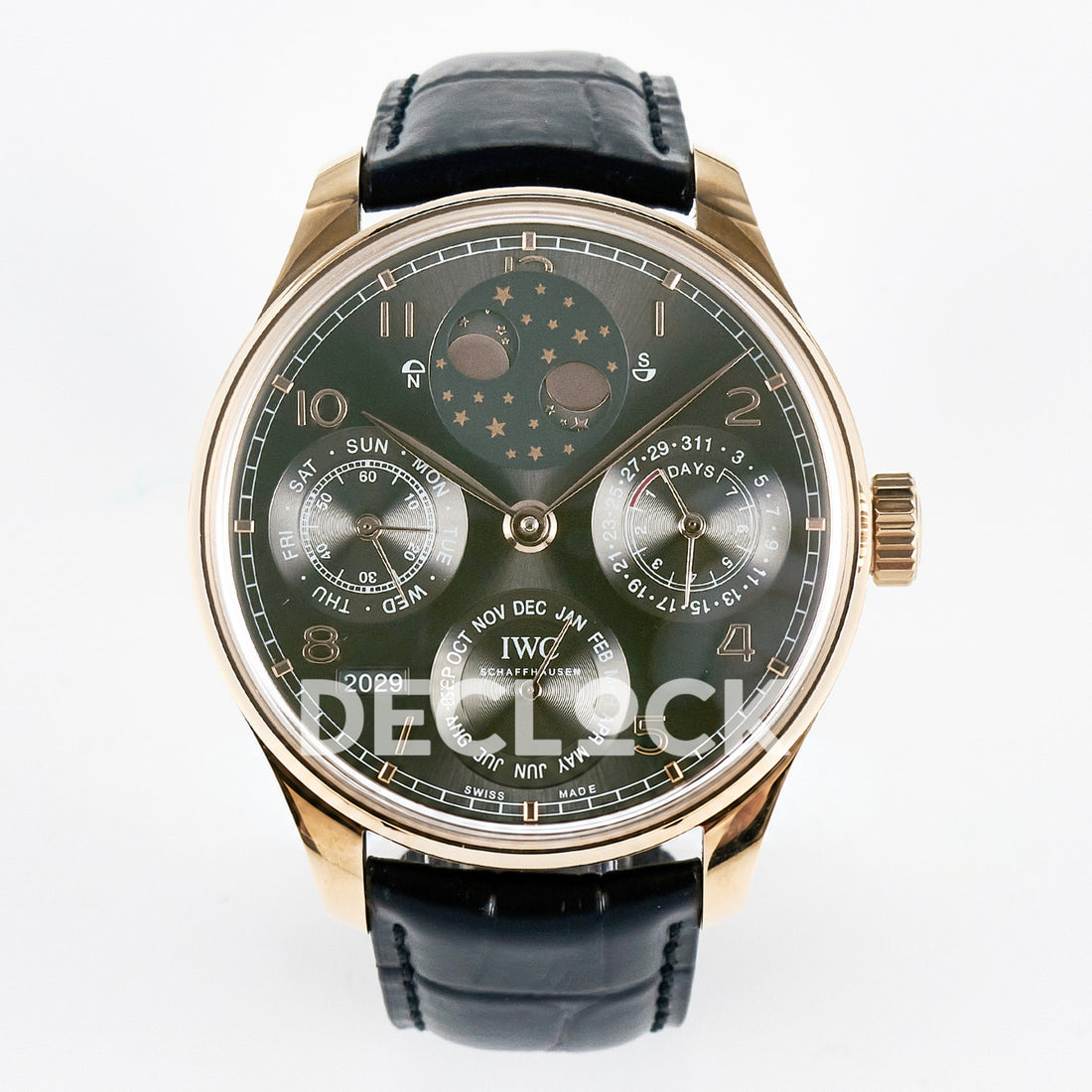 IWC Portugieser Perpetual Calendar Rose Gold Gray APSF A52610 – front view Custom