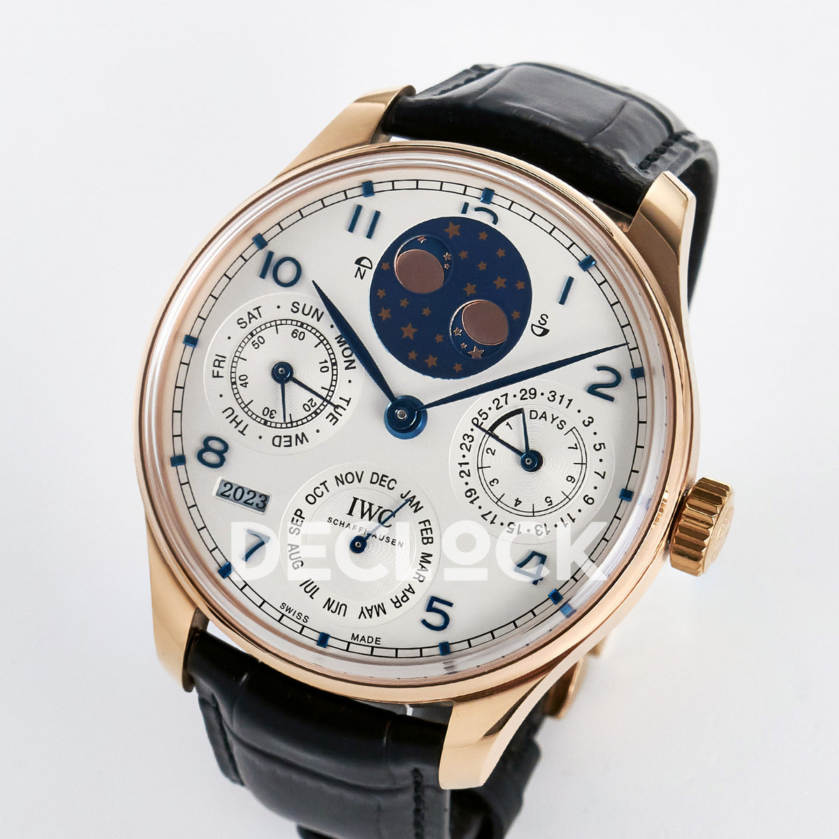 IWC Portugieser Perpetual Calendar Rose Gold White APSF A52610 – right angle