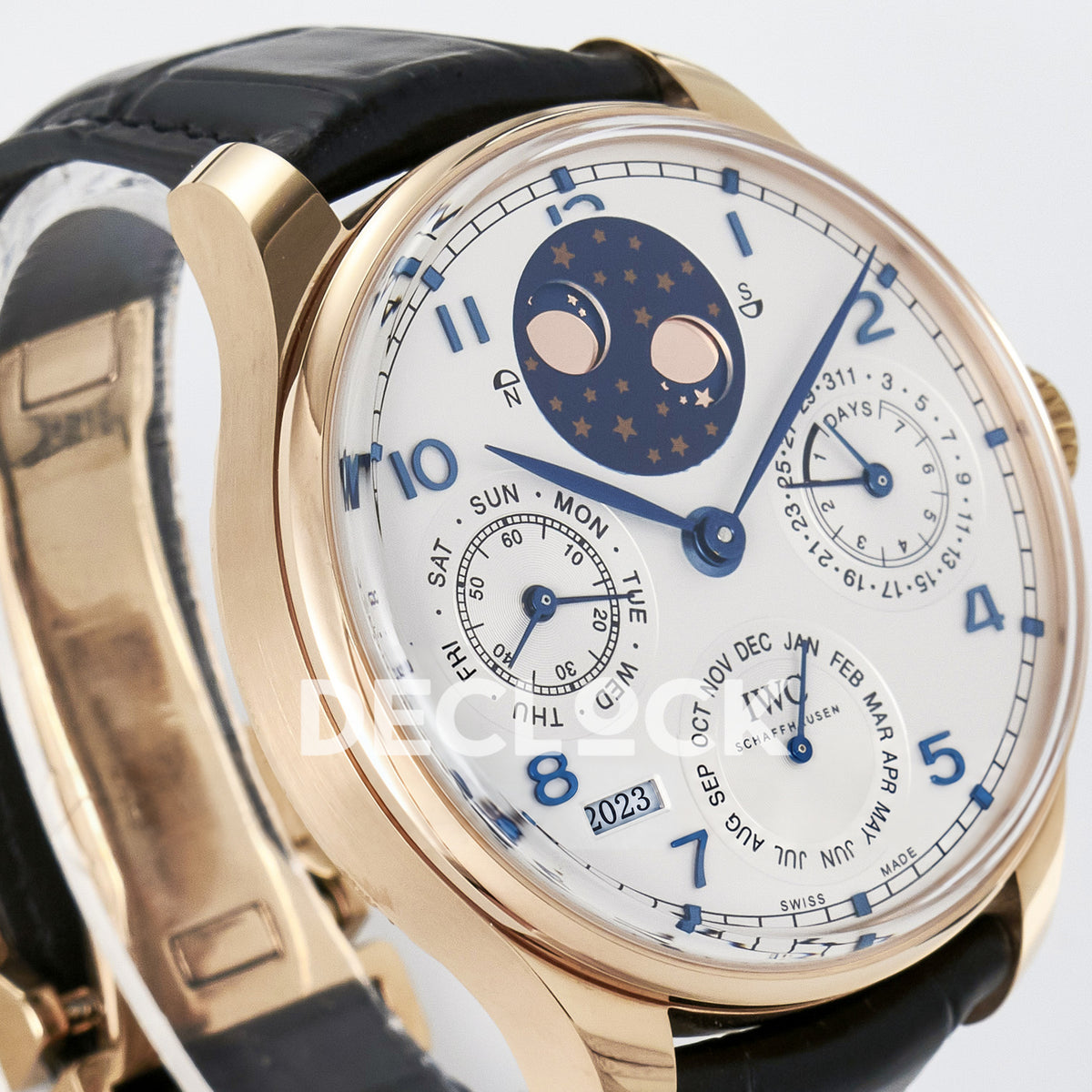 IWC Portugieser Perpetual Calendar Rose Gold White APSF A52610 – left angle