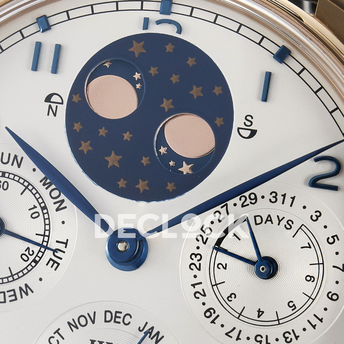 IWC Portugieser Perpetual Calendar Rose Gold White APSF A52610 – upper dial detail