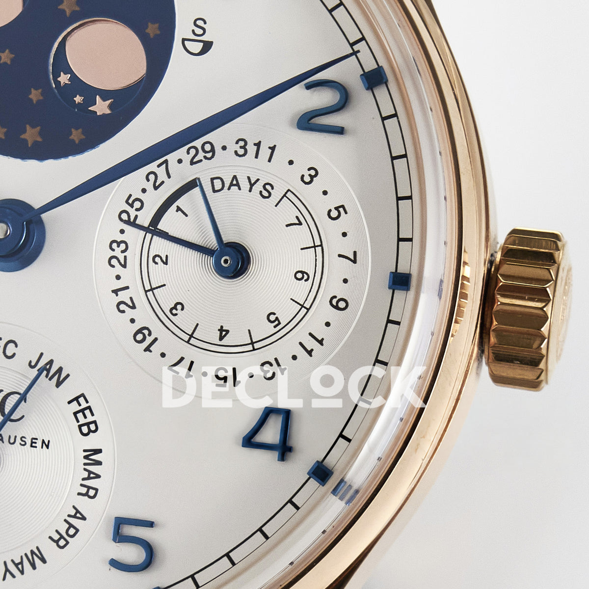 IWC Portugieser Perpetual Calendar Rose Gold White APSF A52610 – right dial detail