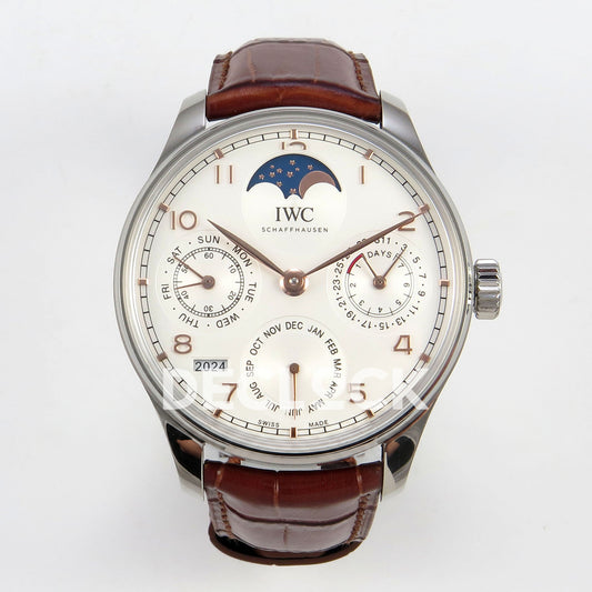 IWC Portugieser Perpetual Calendar White Rose Gold Numerals APSF A52610 – front view