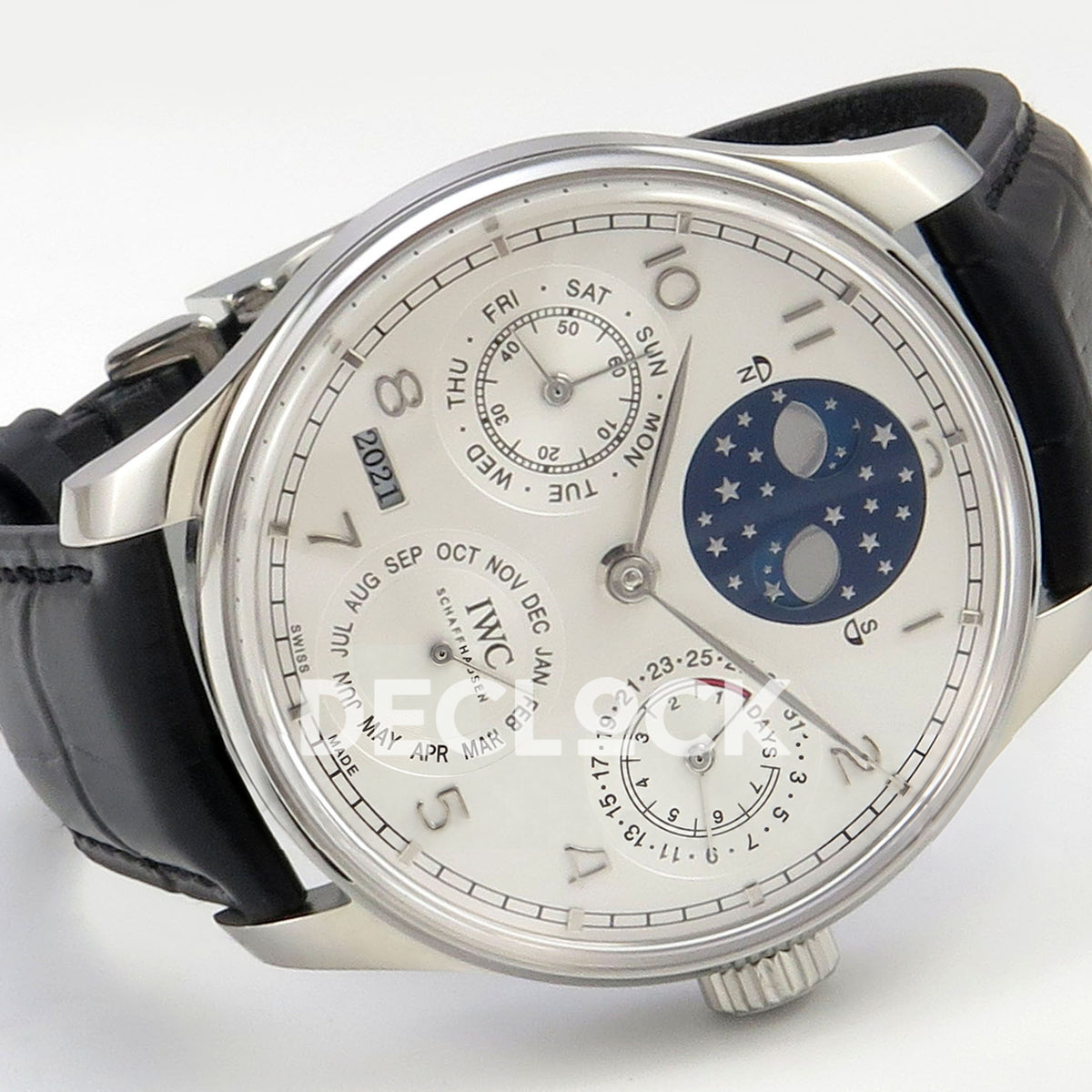 IWC Portugieser Perpetual Calendar White Silver APSF A52610 – sideways dial