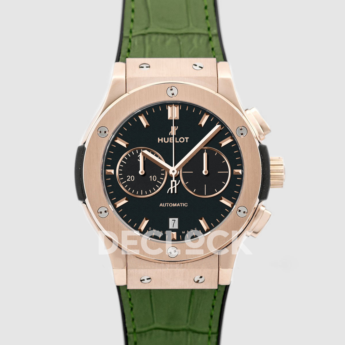 Classic Fusion Chronograph Black Dial in RG Green Strap
