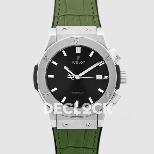 Classic Fusion Classic Black Dial in SS Green Strap