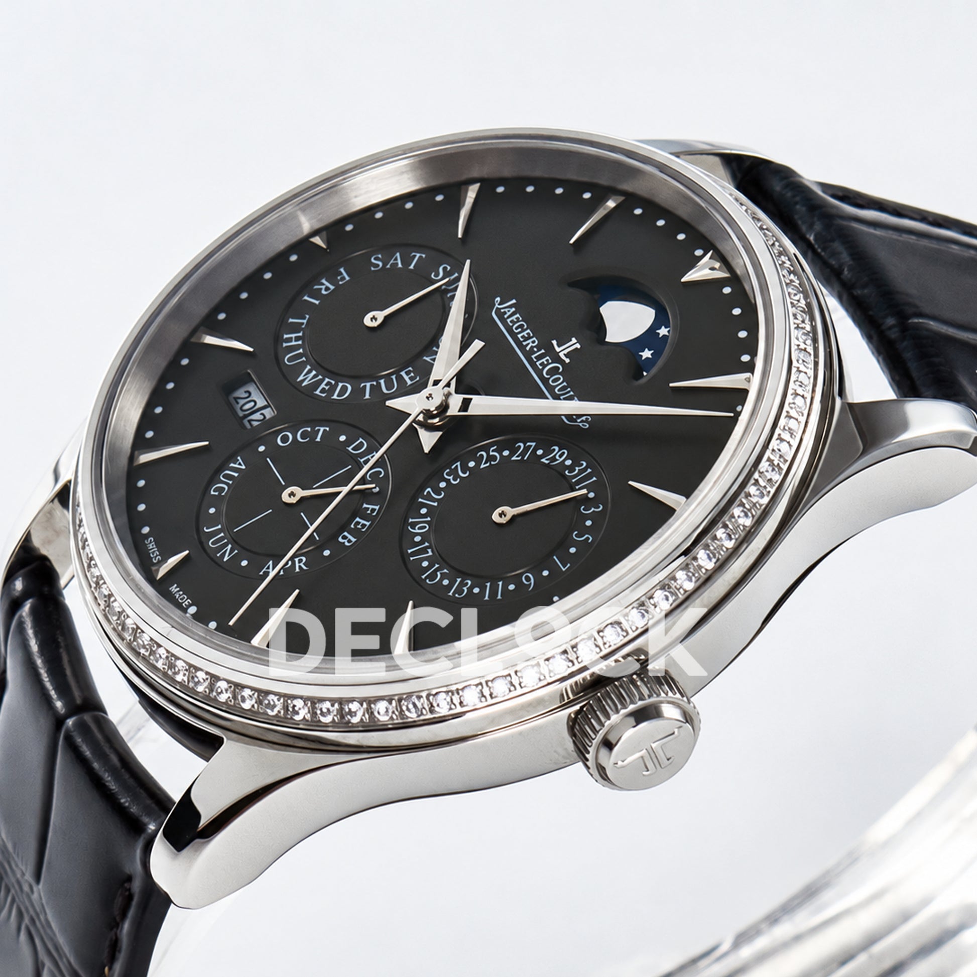 Jaeger-LeCoultre Master Ultra Thin Perpetual Calendar SS Gray Stone Bezel 39mm V9F A868 V2
