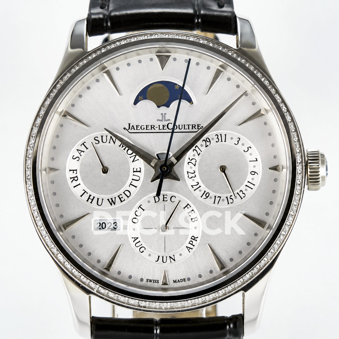 Jaeger-LeCoultre Master Ultra Thin Perpetual Calendar SS White Stone Bezel 39mm V9F A868 V2