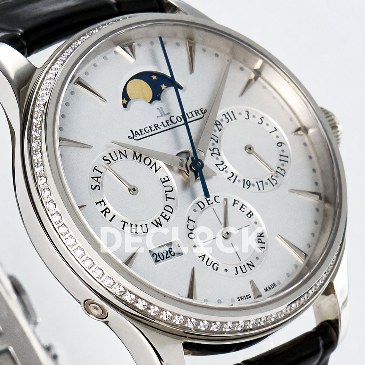 Jaeger-LeCoultre Master Ultra Thin Perpetual Calendar SS White Stone Bezel 39mm V9F A868 V2