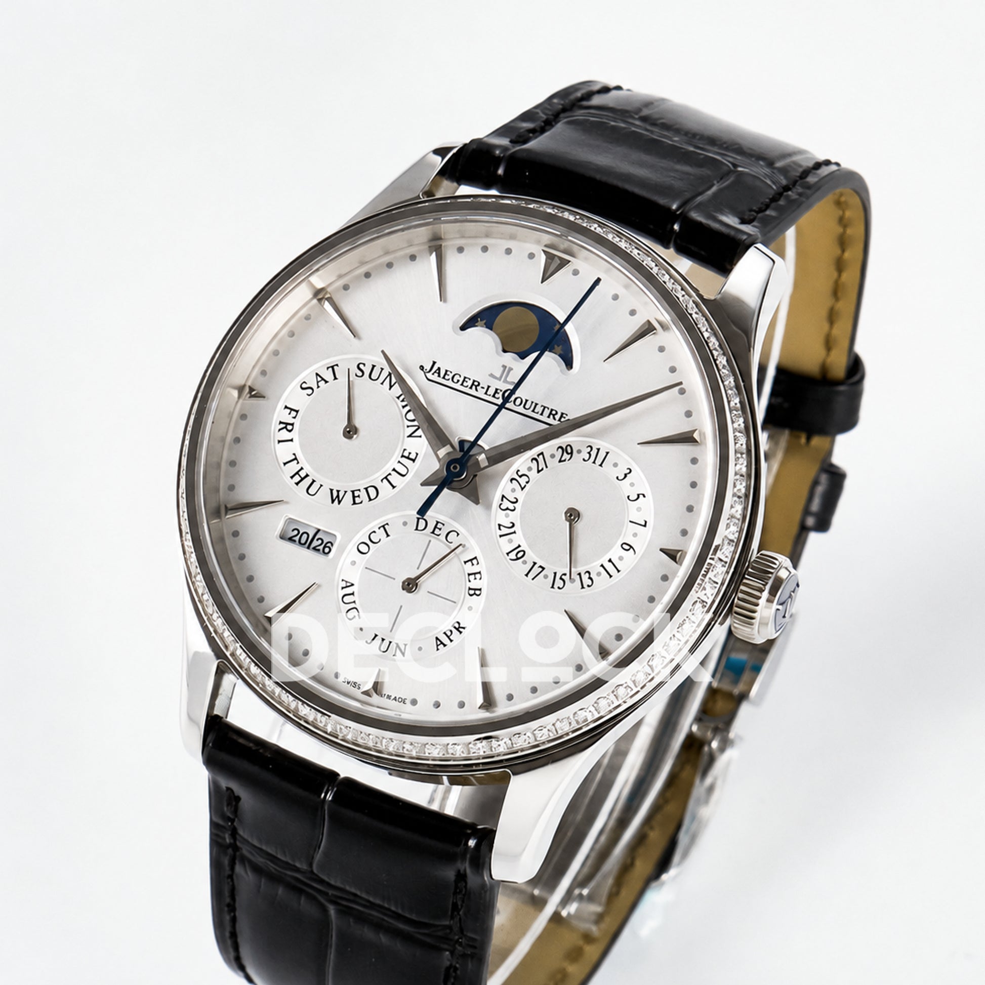 Jaeger-LeCoultre Master Ultra Thin Perpetual Calendar SS White Stone Bezel 39mm V9F A868 V2