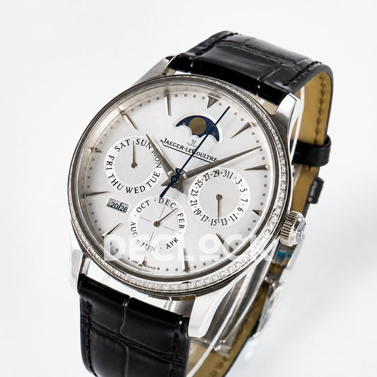 Jaeger-LeCoultre Master Ultra Thin Perpetual Calendar SS White Stone Bezel 39mm V9F A868 V2