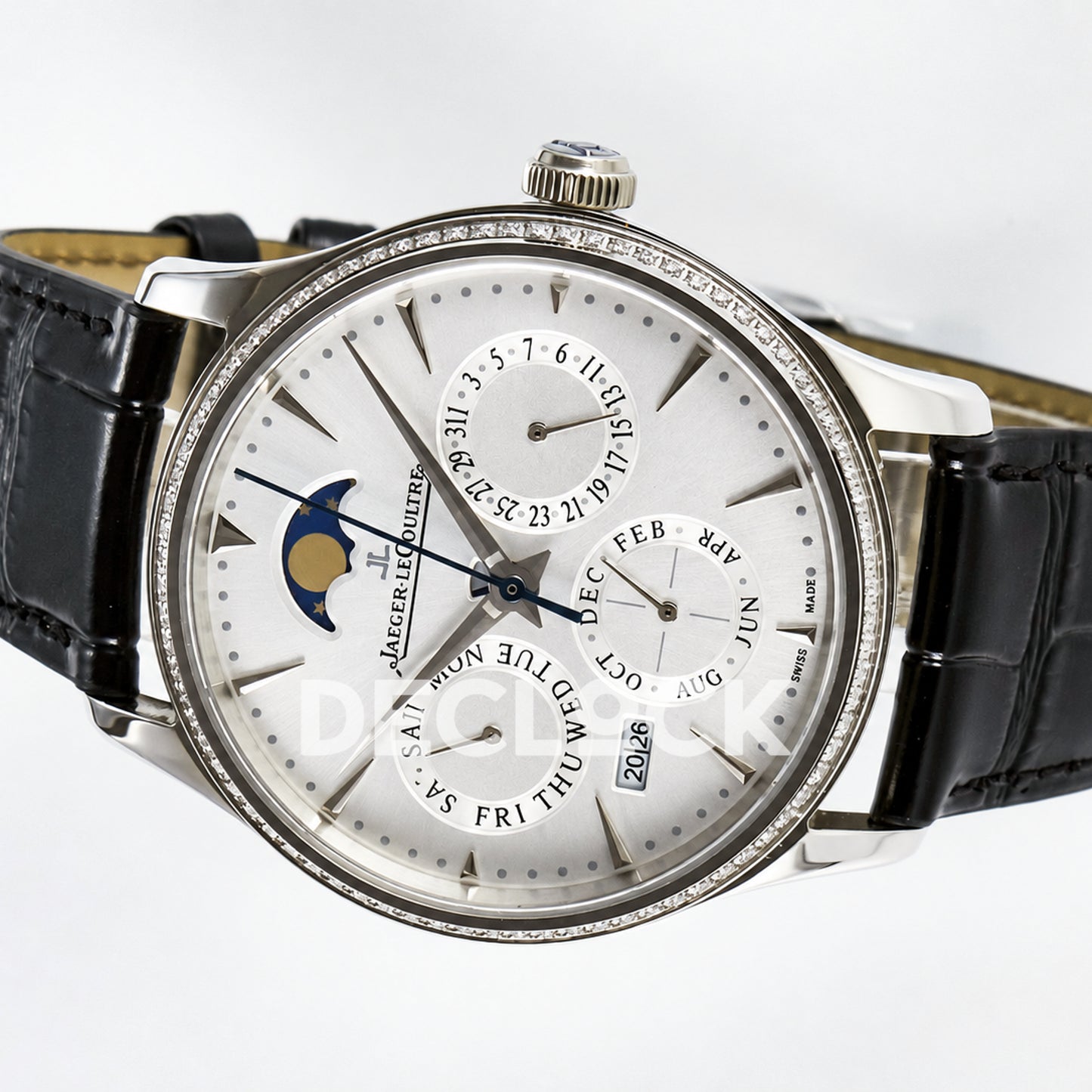 Jaeger-LeCoultre Master Ultra Thin Perpetual Calendar SS White Stone Bezel 39mm V9F A868 V2