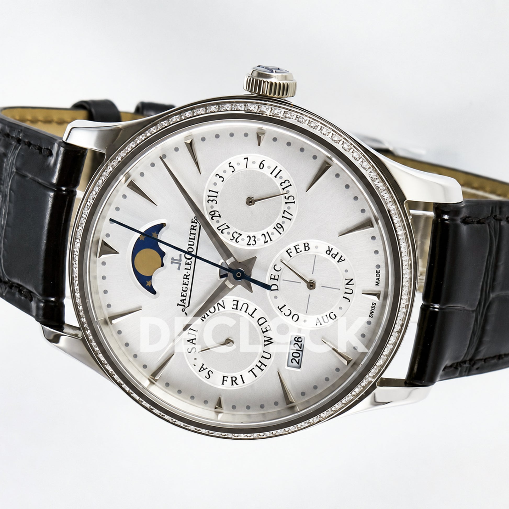 Jaeger-LeCoultre Master Ultra Thin Perpetual Calendar SS White Stone Bezel 39mm V9F A868 V2