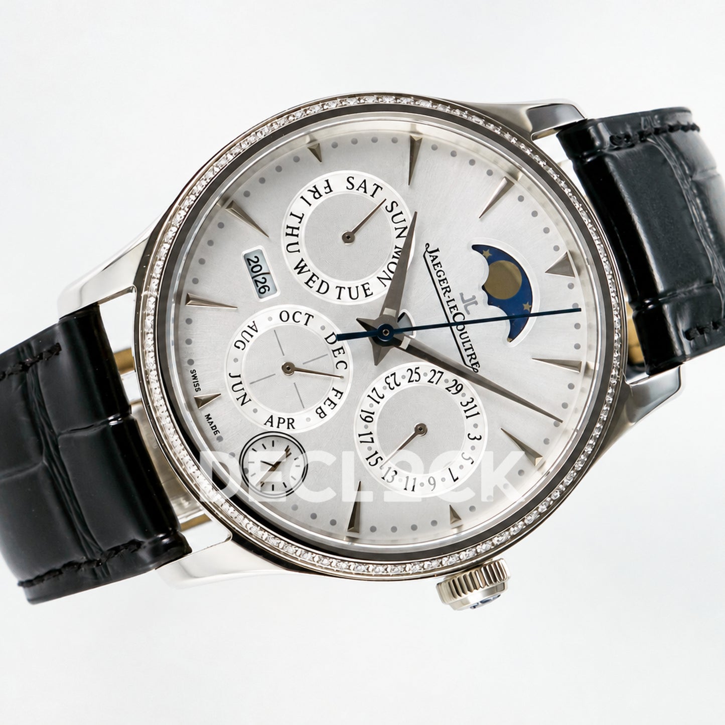 Jaeger-LeCoultre Master Ultra Thin Perpetual Calendar SS White Stone Bezel 39mm V9F A868 V2