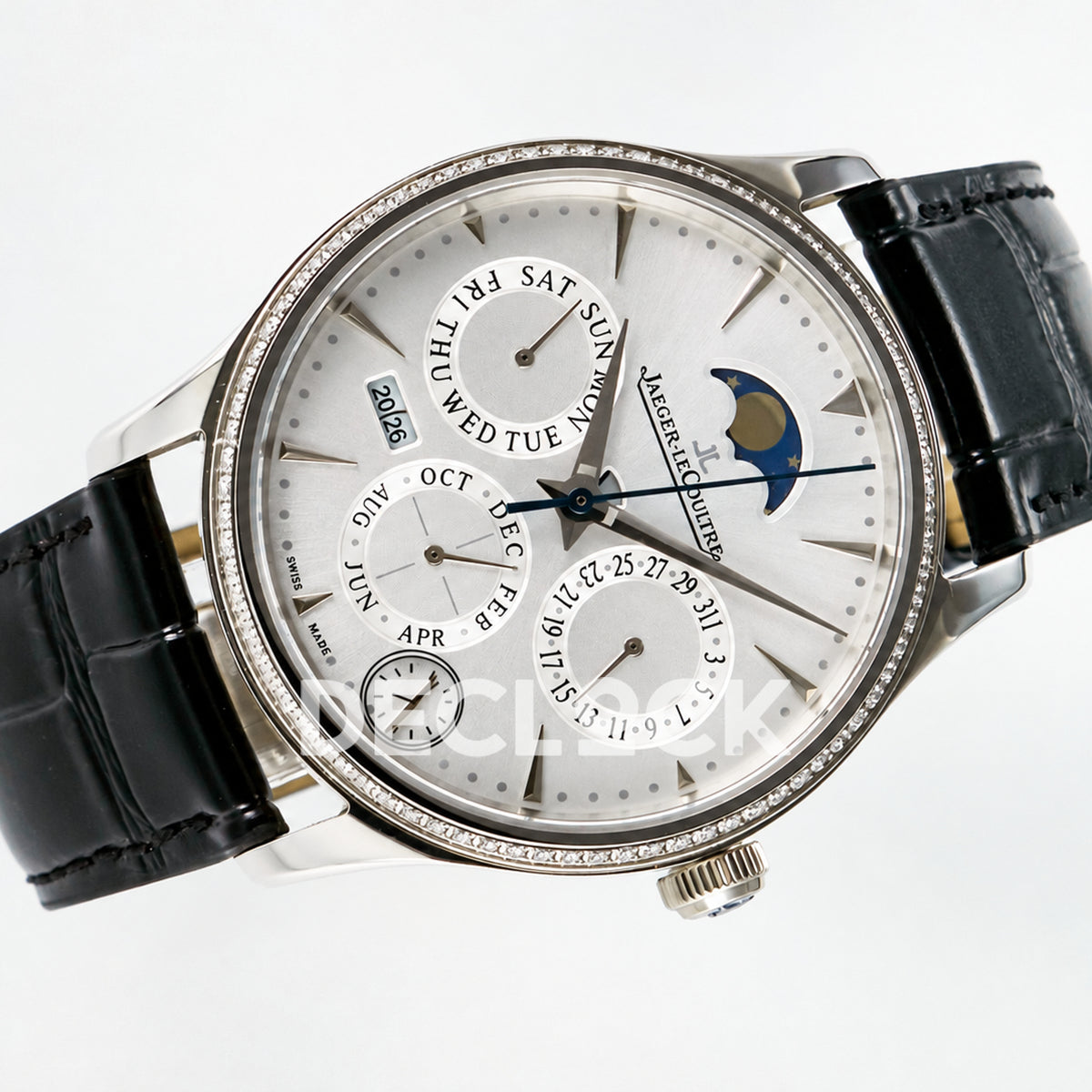 Jaeger-LeCoultre Master Ultra Thin Perpetual Calendar SS White Stone Bezel 39mm V9F A868 V2