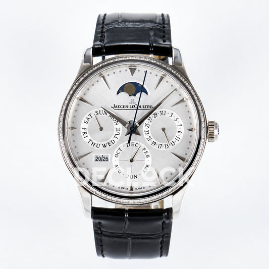 Jaeger-LeCoultre Master Ultra Thin Perpetual Calendar SS White Stone Bezel 39mm V9F A868 V2