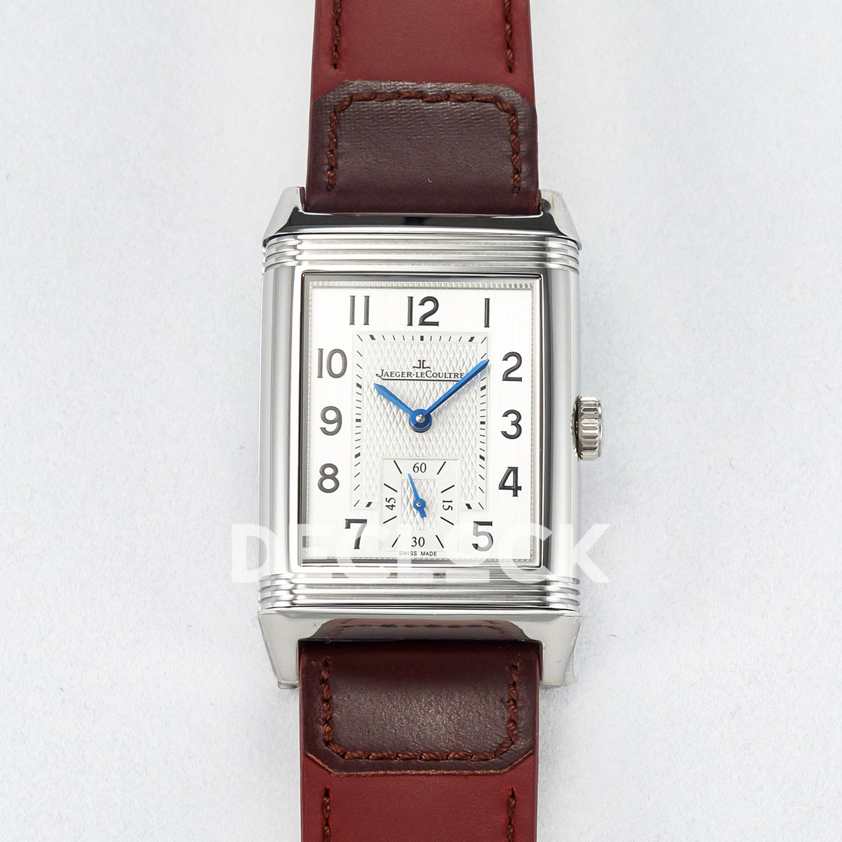 Jaeger-LeCoultre Reverso Classic Duoface SS White Guilloche Red Strap 42.9mm MGF A854A