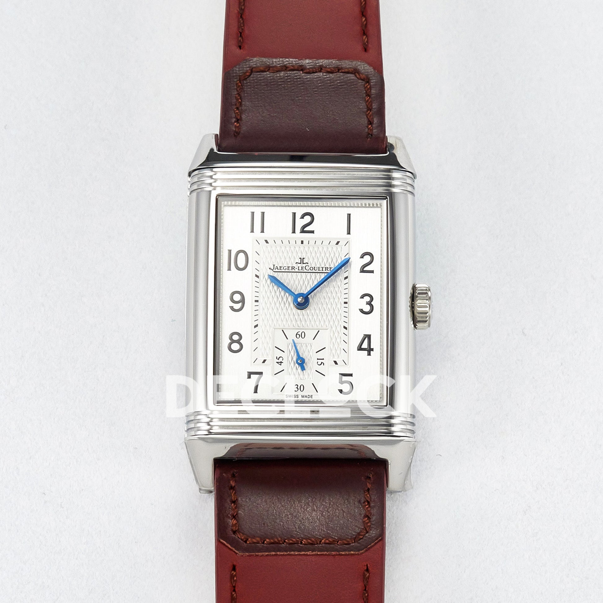 Jaeger-LeCoultre Reverso Classic Duoface SS White Guilloche Red Strap 42.9mm MGF A854A