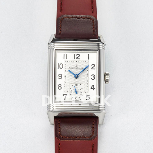 Jaeger-LeCoultre Reverso Classic Duoface SS White Guilloche Red Strap 42.9mm MGF A854A