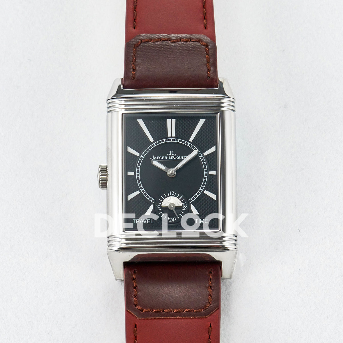Jaeger-LeCoultre Reverso Classic Duoface SS White Guilloche Red Strap 42.9mm MGF A854A