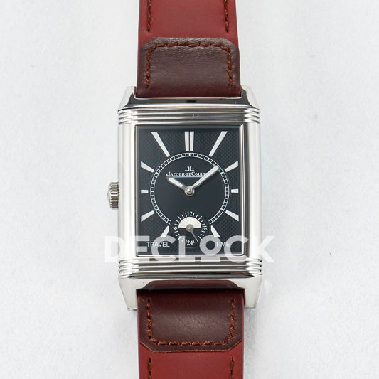 Jaeger-LeCoultre Reverso Classic Duoface SS White Guilloche Red Strap 42.9mm MGF A854A
