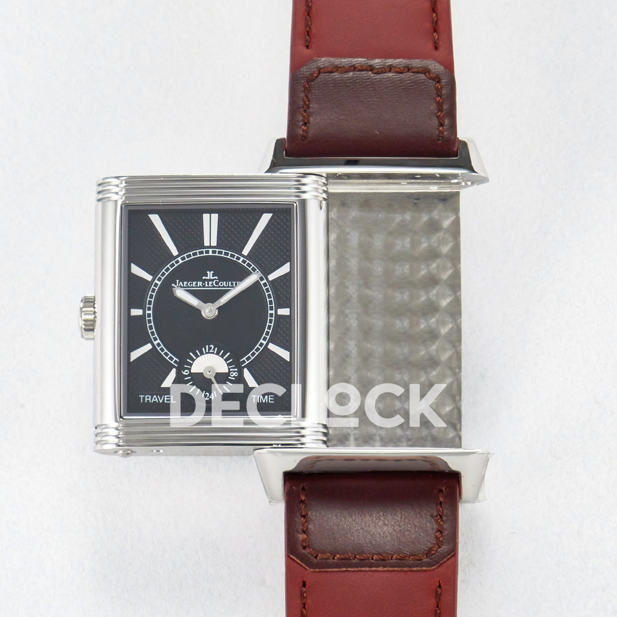 Jaeger-LeCoultre Reverso Classic Duoface SS White Guilloche Red Strap 42.9mm MGF A854A