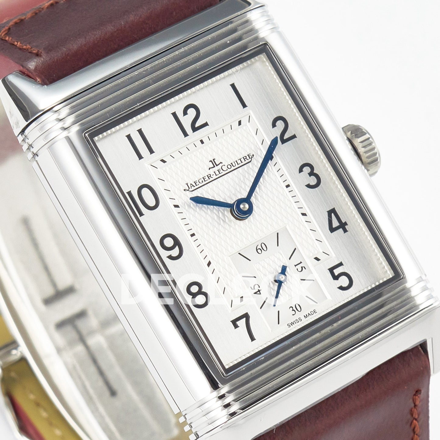 Jaeger-LeCoultre Reverso Classic Duoface SS White Guilloche Red Strap 42.9mm MGF A854A