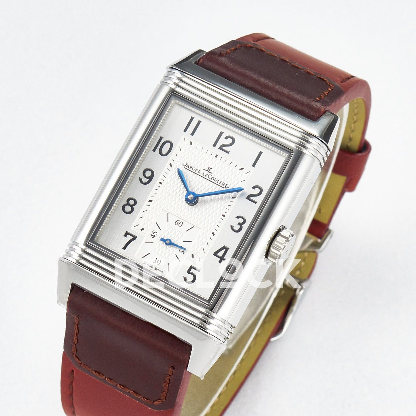 Jaeger-LeCoultre Reverso Classic Duoface SS White Guilloche Red Strap 42.9mm MGF A854A