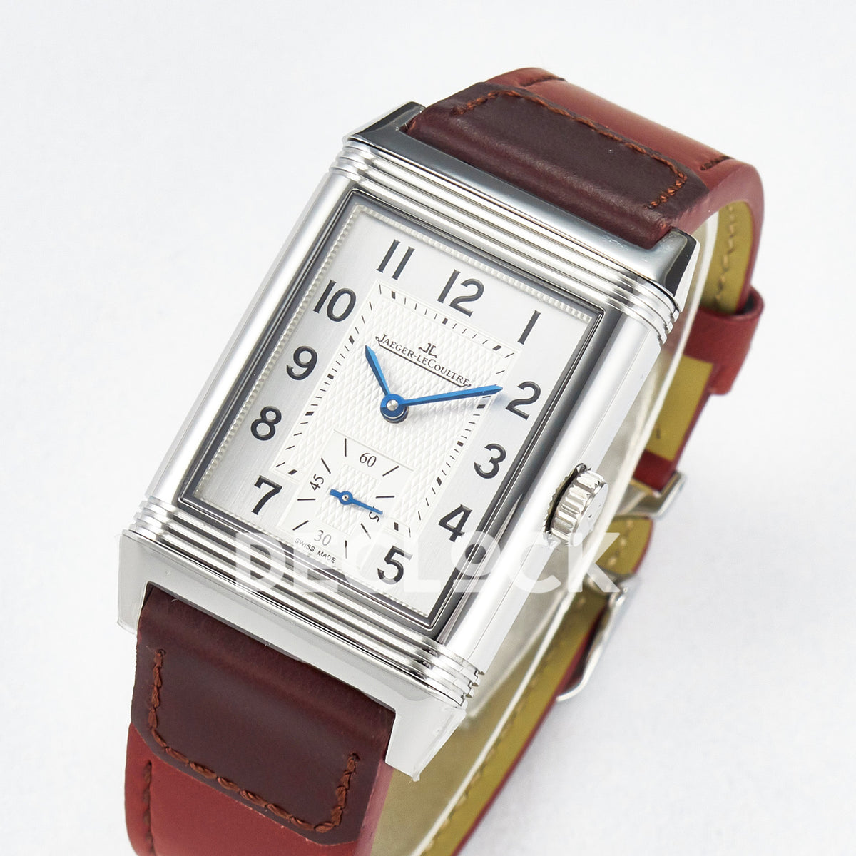 Jaeger-LeCoultre Reverso Classic Duoface SS White Guilloche Red Strap 42.9mm MGF A854A