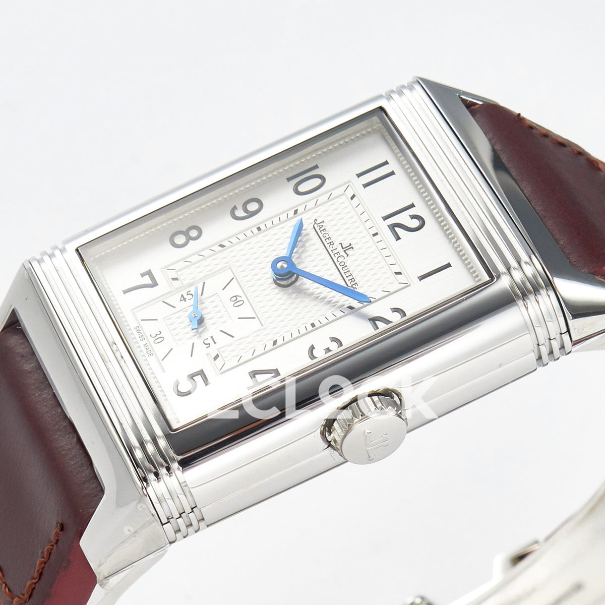 Jaeger-LeCoultre Reverso Classic Duoface SS White Guilloche Red Strap 42.9mm MGF A854A
