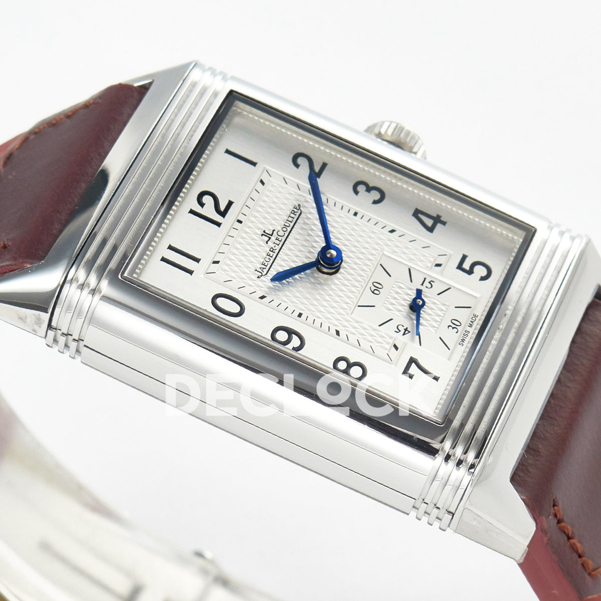 Jaeger-LeCoultre Reverso Classic Duoface SS White Guilloche Red Strap 42.9mm MGF A854A