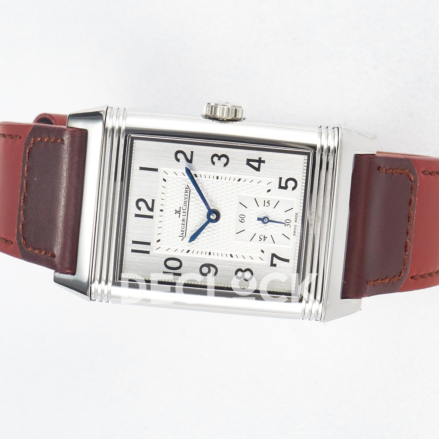 Jaeger-LeCoultre Reverso Classic Duoface SS White Guilloche Red Strap 42.9mm MGF A854A