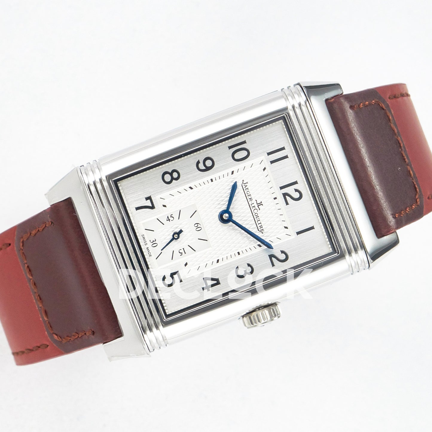 Jaeger-LeCoultre Reverso Classic Duoface SS White Guilloche Red Strap 42.9mm MGF A854A