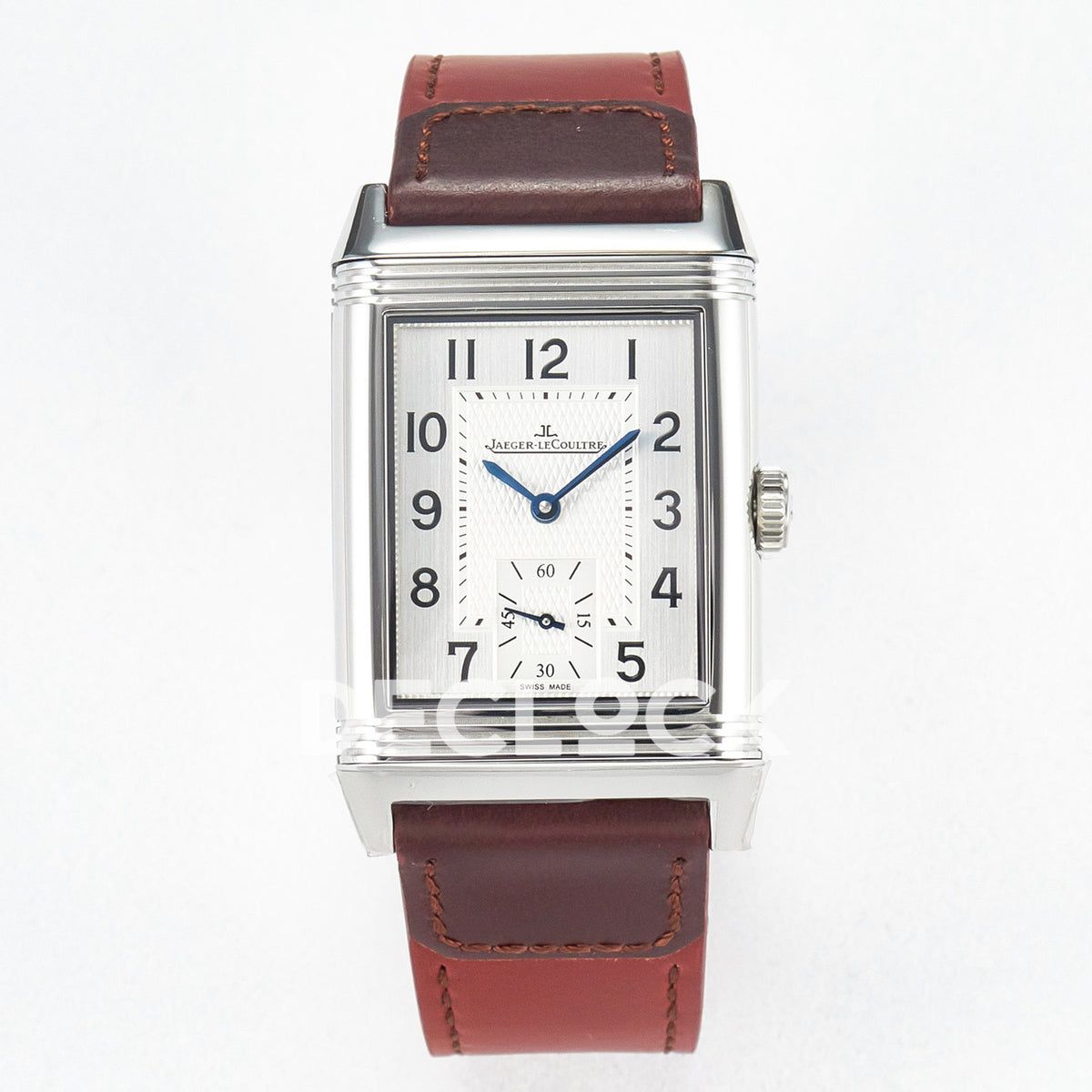 Jaeger-LeCoultre Reverso Classic Duoface SS White Guilloche Red Strap 42.9mm MGF A854A
