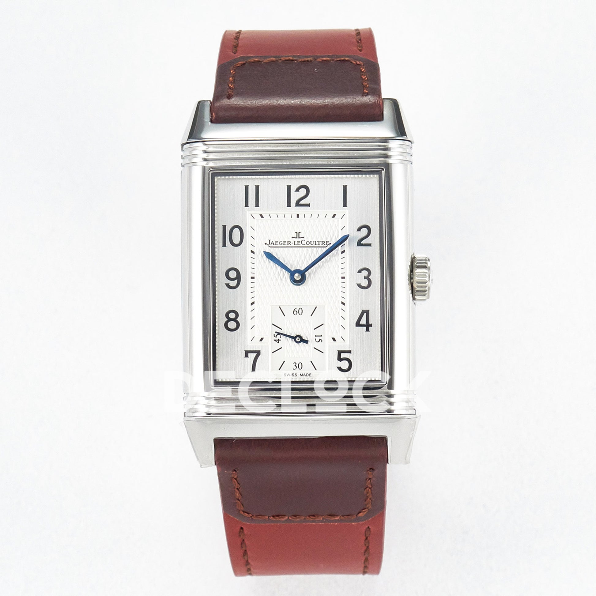 Jaeger-LeCoultre Reverso Classic Duoface SS White Guilloche Red Strap 42.9mm MGF A854A