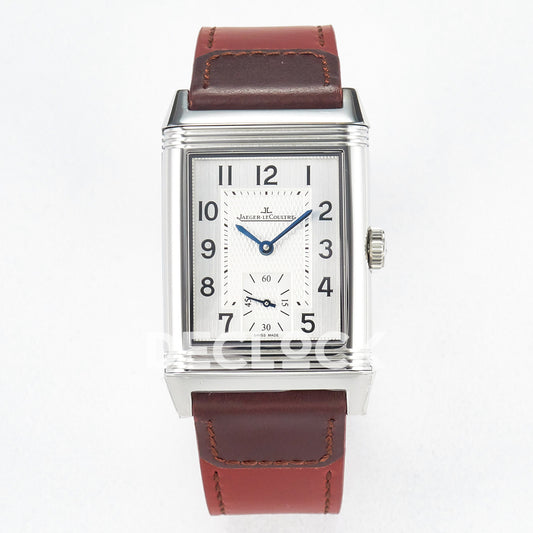 Jaeger-LeCoultre Reverso Classic Duoface SS White Guilloche Red Strap 42.9mm MGF A854A