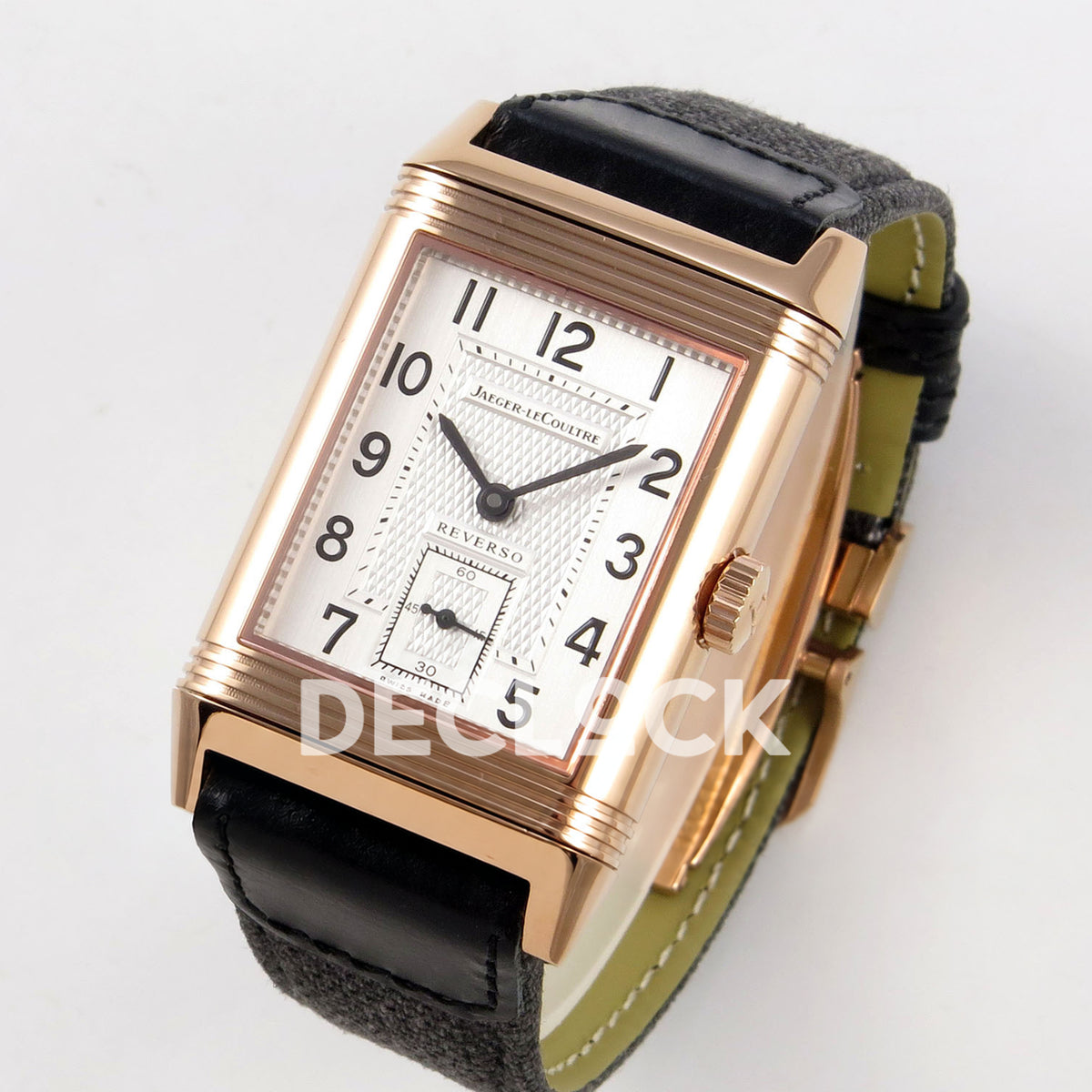 Jaeger-LeCoultre Reverso Classic JJF white Arabic rose-gold replica - angled front view
