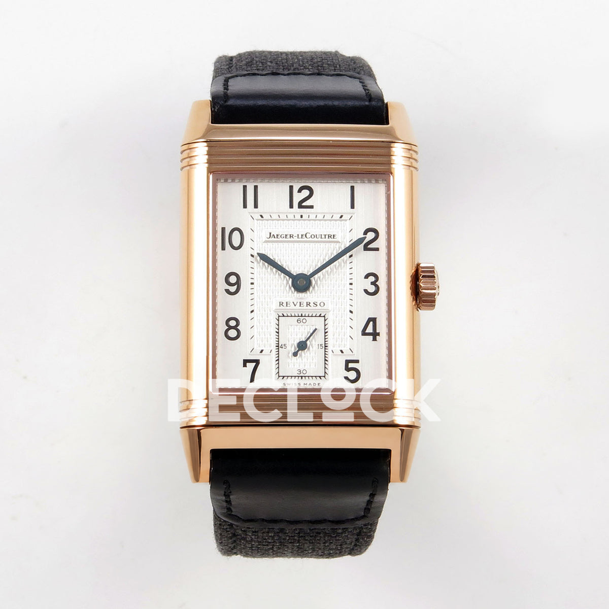 Jaeger-LeCoultre Reverso Classic JJF white blue hands rose-gold replica - front view