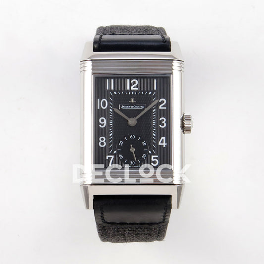 Jaeger-LeCoultre Reverso Duoface JJF black Arabic steel replica - front view