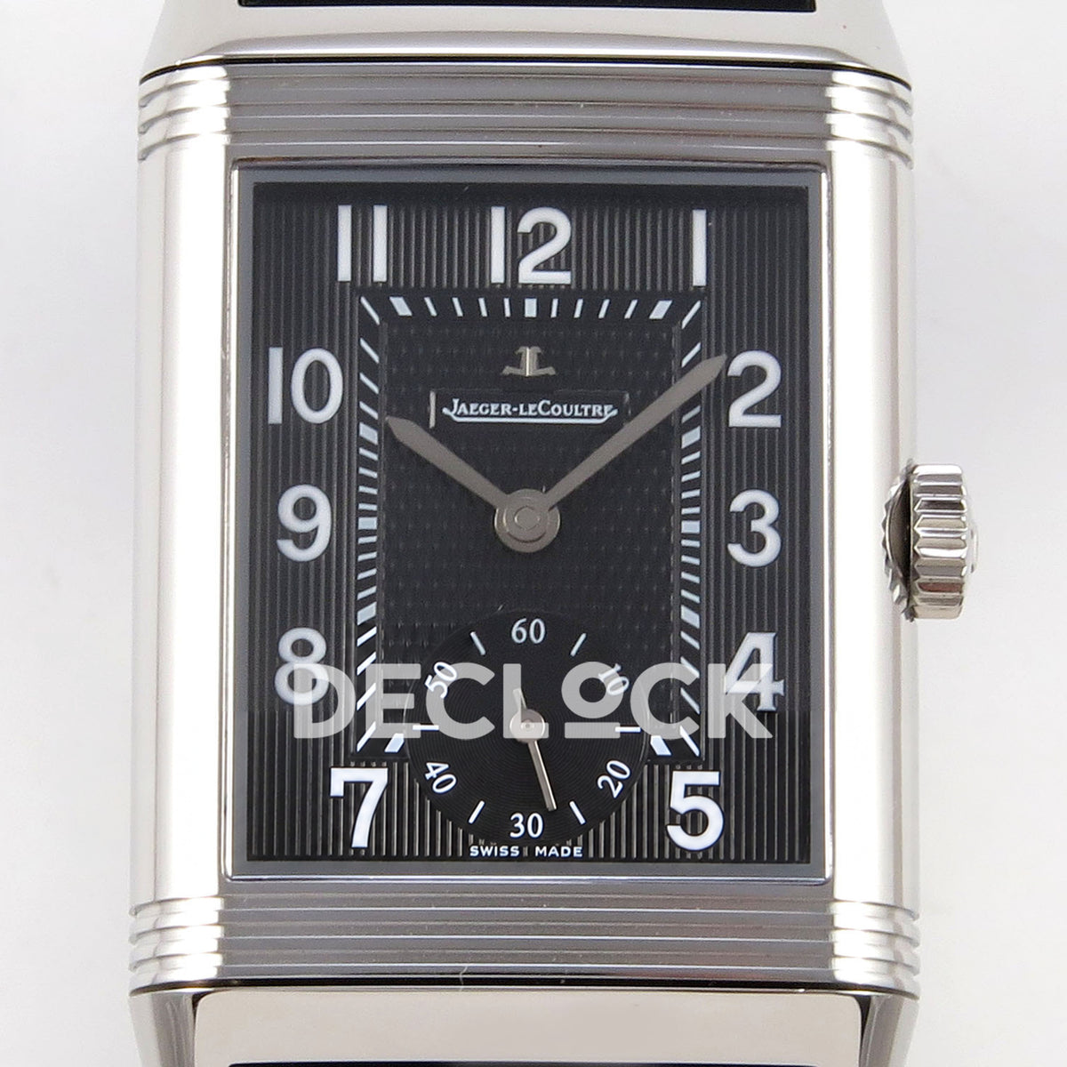 Jaeger-LeCoultre Reverso Duoface JJF black Arabic steel replica - dial detail view