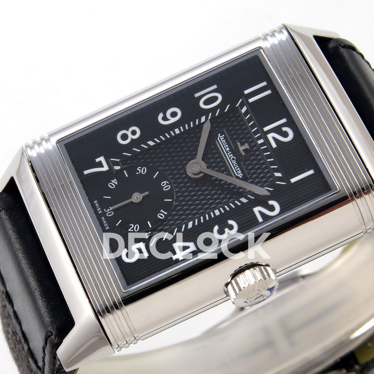 Jaeger-LeCoultre Reverso Duoface JJF black Arabic steel replica - horizontal dial view