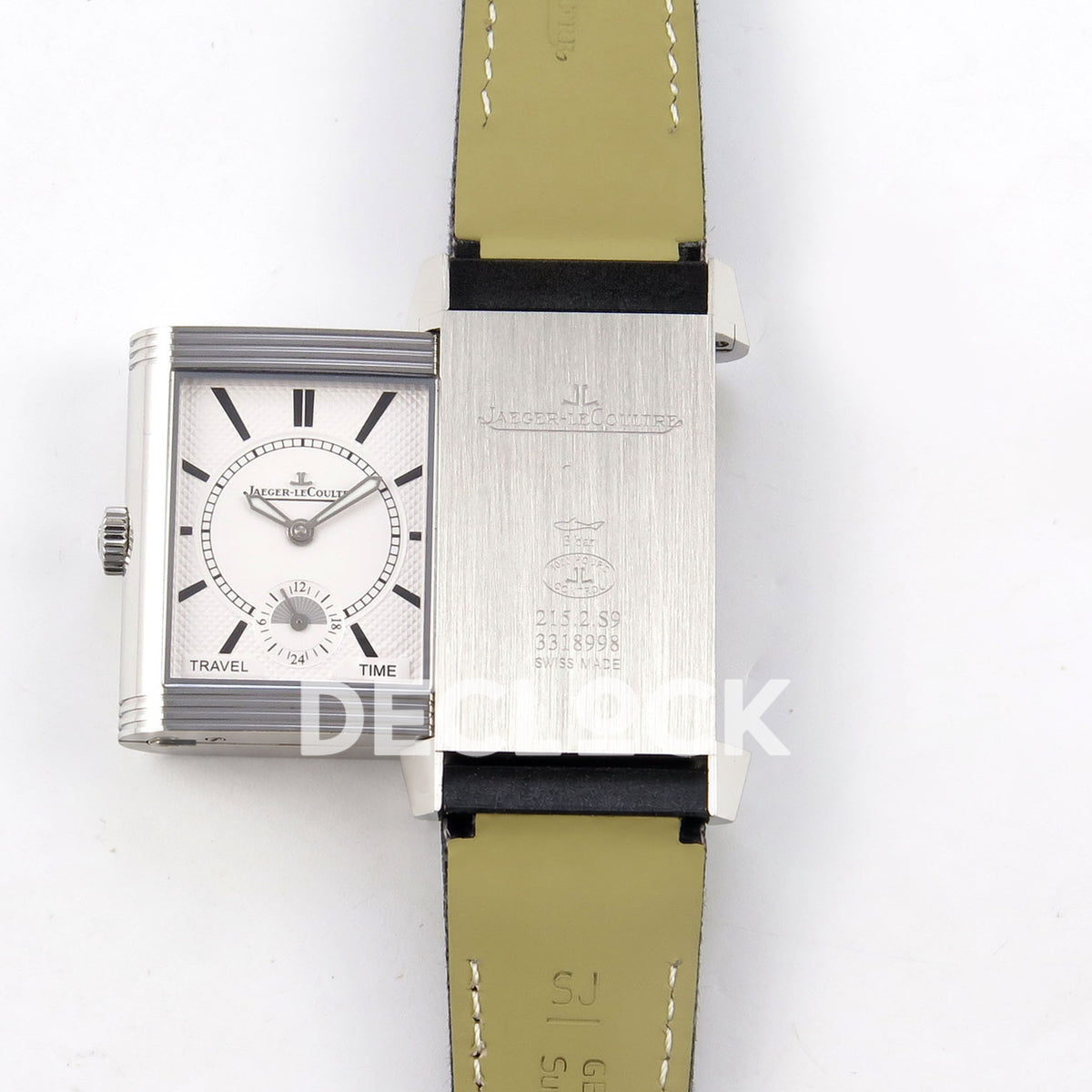 Jaeger-LeCoultre Reverso Duoface JJF black Arabic steel replica - reverse open view