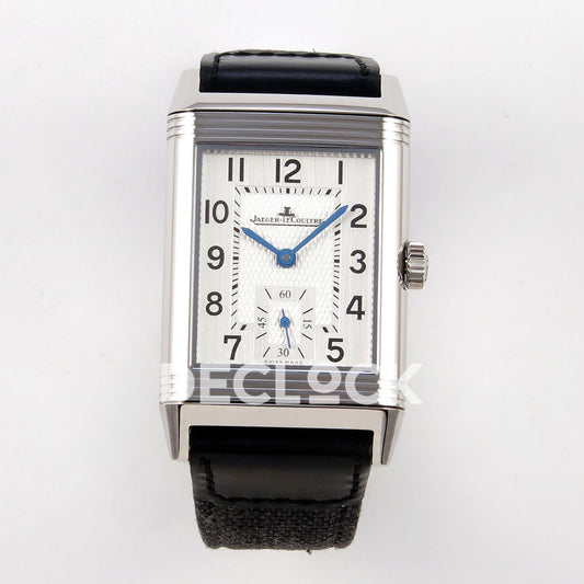 Jaeger-LeCoultre Reverso Duoface JJF white Arabic blue hands steel replica - front view