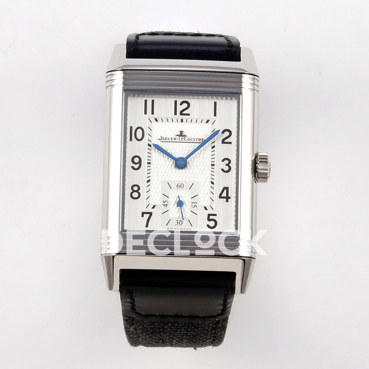 Jaeger-LeCoultre Reverso Duoface JJF white Arabic blue hands steel replica - front view