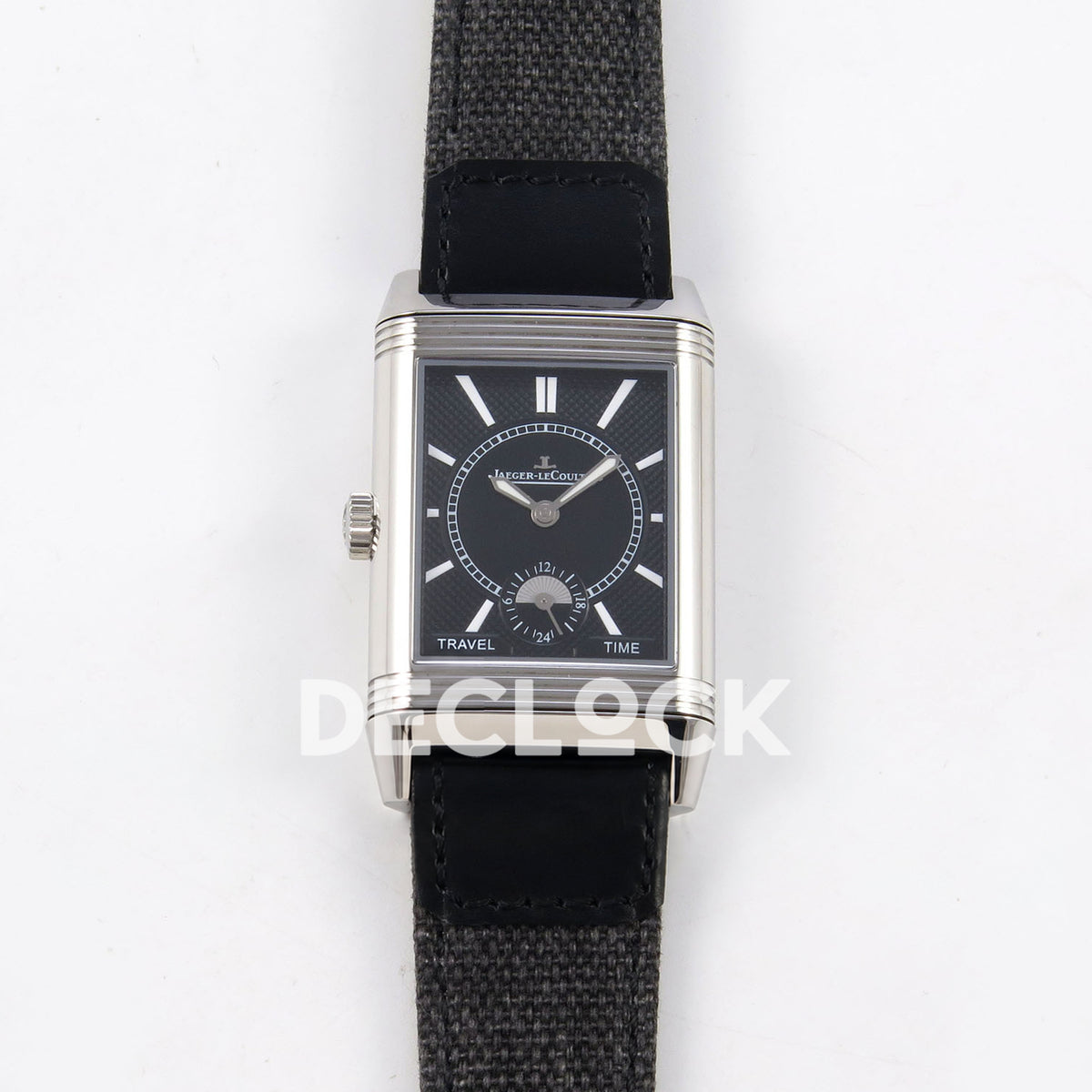 Jaeger-LeCoultre Reverso Duoface JJF white Arabic blue hands steel replica - reverse front view