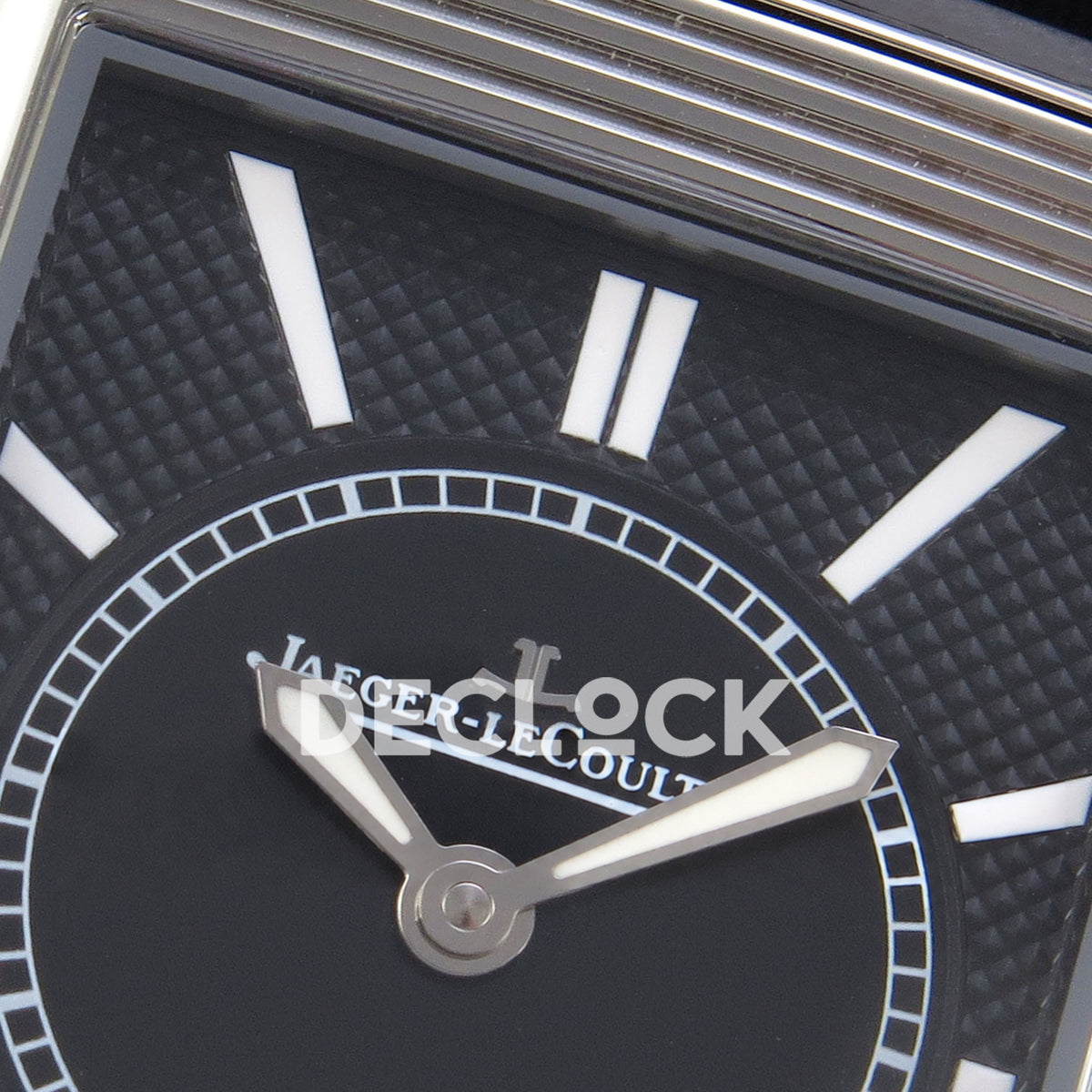 Jaeger-LeCoultre Reverso Duoface JJF white Arabic blue hands steel replica - reverse dial detail view