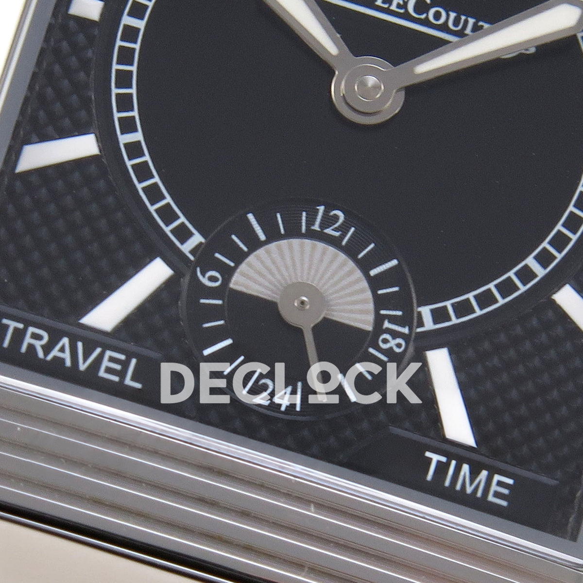 Jaeger-LeCoultre Reverso Duoface JJF white Arabic blue hands steel replica - reverse day night detail view