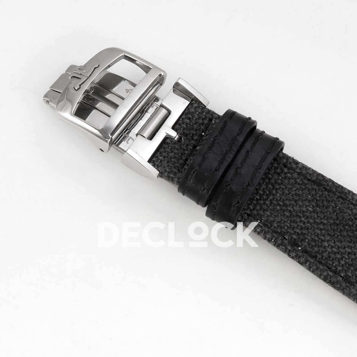 Jaeger-LeCoultre Reverso Duoface JJF white Arabic blue hands steel replica - closed clasp view