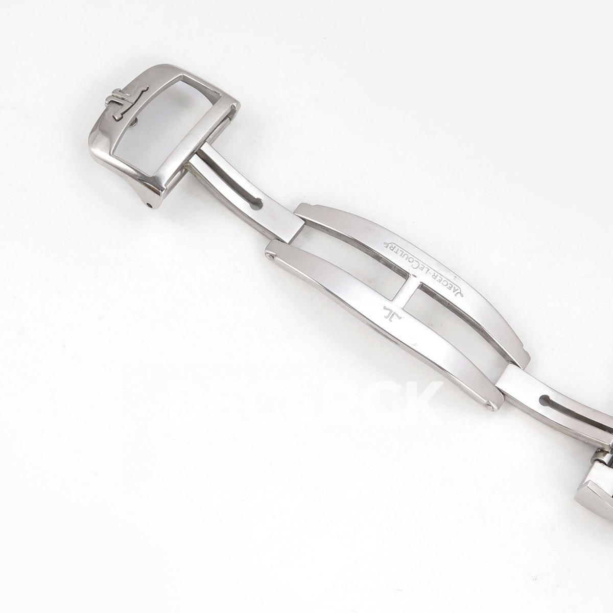 Jaeger-LeCoultre Reverso Duoface JJF white Arabic blue hands steel replica - open clasp view
